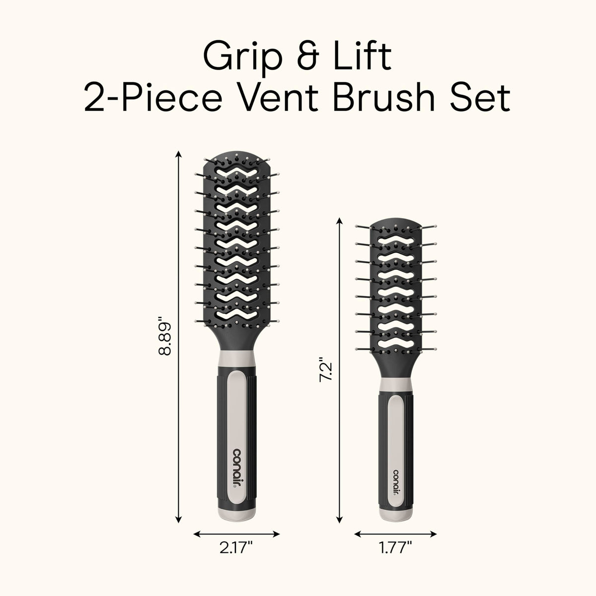 User styling hair with Conair hairbrush