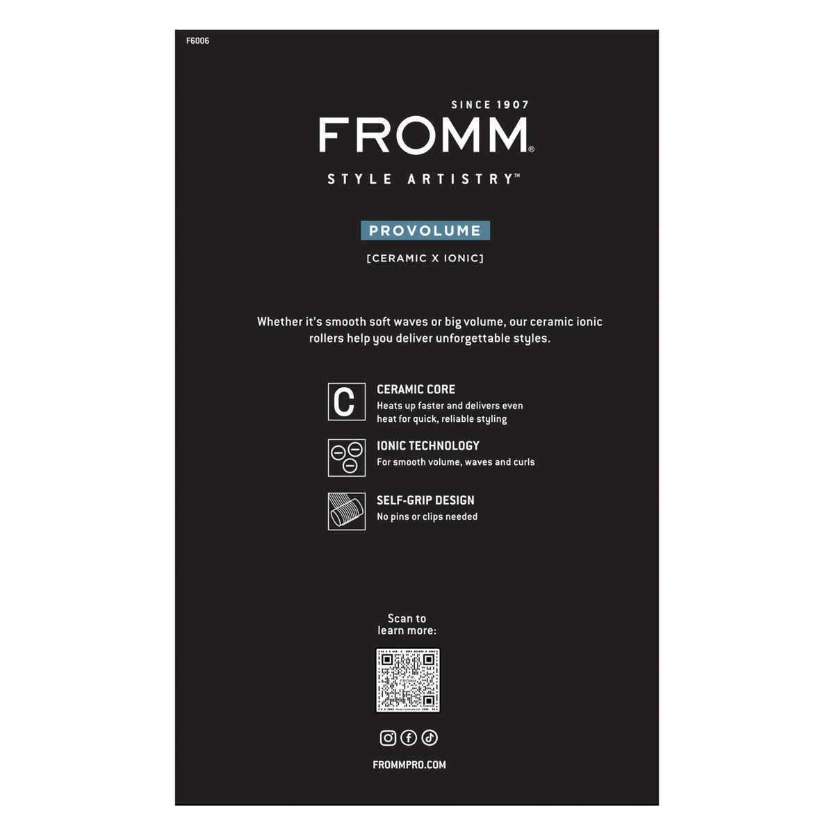 User styling hair with Fromm ProVolume Hair Rollers