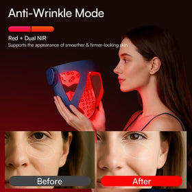 User wearing INIA GLOW 4D Mask while relaxing