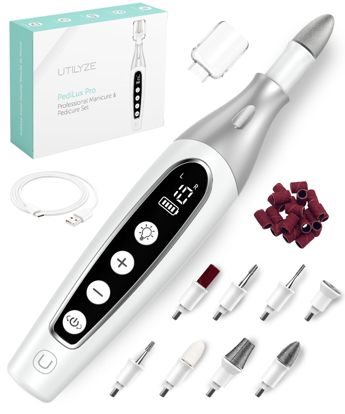 UTILYZE PediLux Pro Electric Nail File Drill Set front view