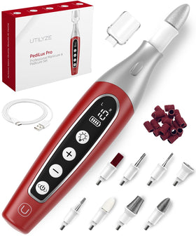 UTILYZE PediLux Pro manicure pedicure kit front view with tools
