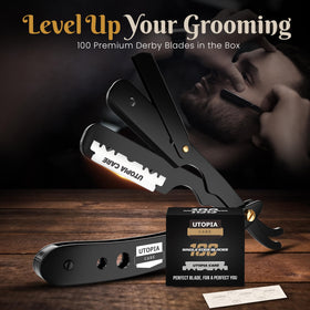 Utopia Care Straight Razor in grooming kit with accessories