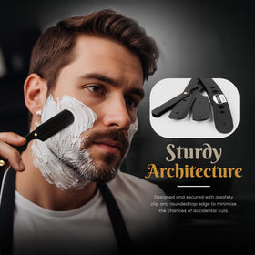 Utopia Care Straight Razor showing rounded tip design for safety
