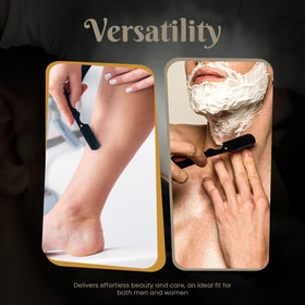 Utopia Care Straight Razor with 100 blades displayed