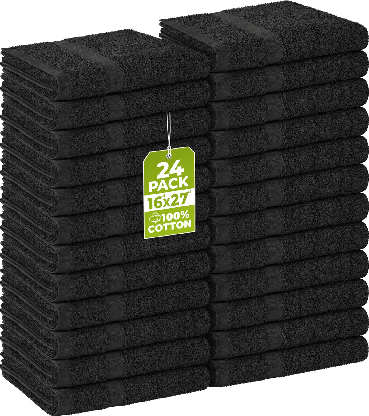 Utopia Towels Salon Towels pack of 24, black, front view