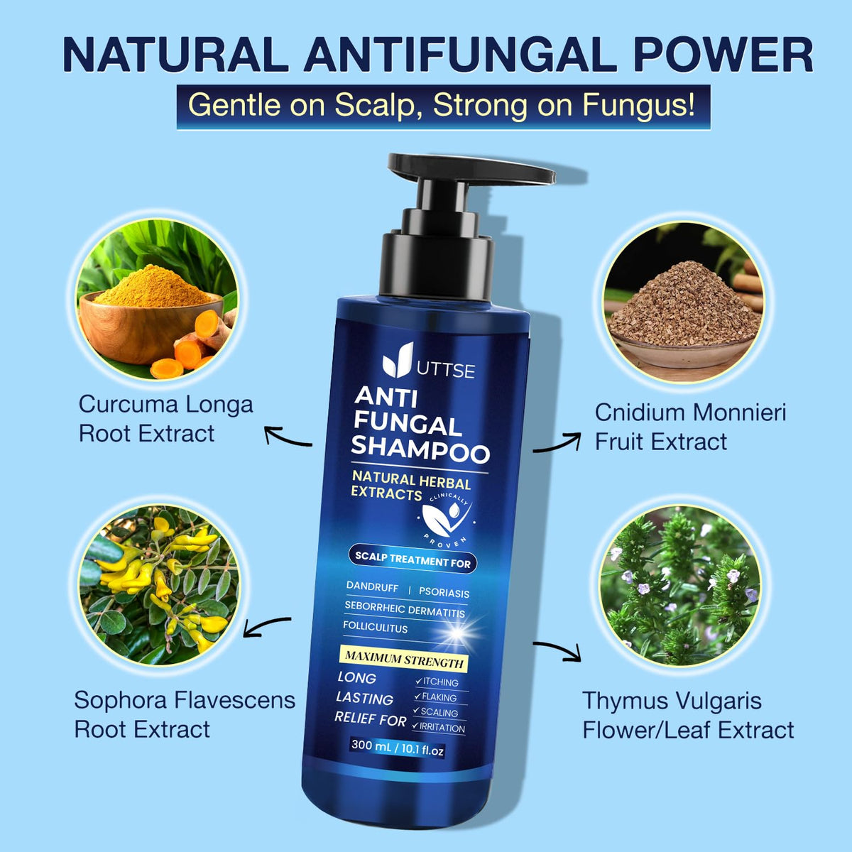 Uttse Anti-Fungal Shampoo 300 mL back view