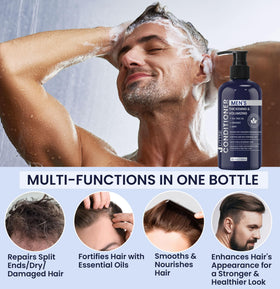 Uttse Biotin Hair Growth Conditioner 10.1 fl. oz dark blue bottle side view