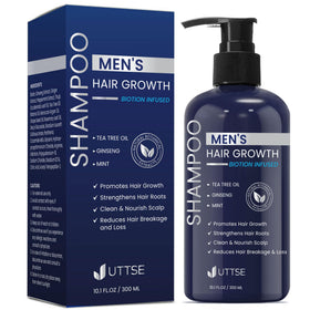 Uttse Biotin Hair Growth Shampoo 10.1 fl. oz dark blue bottle front view