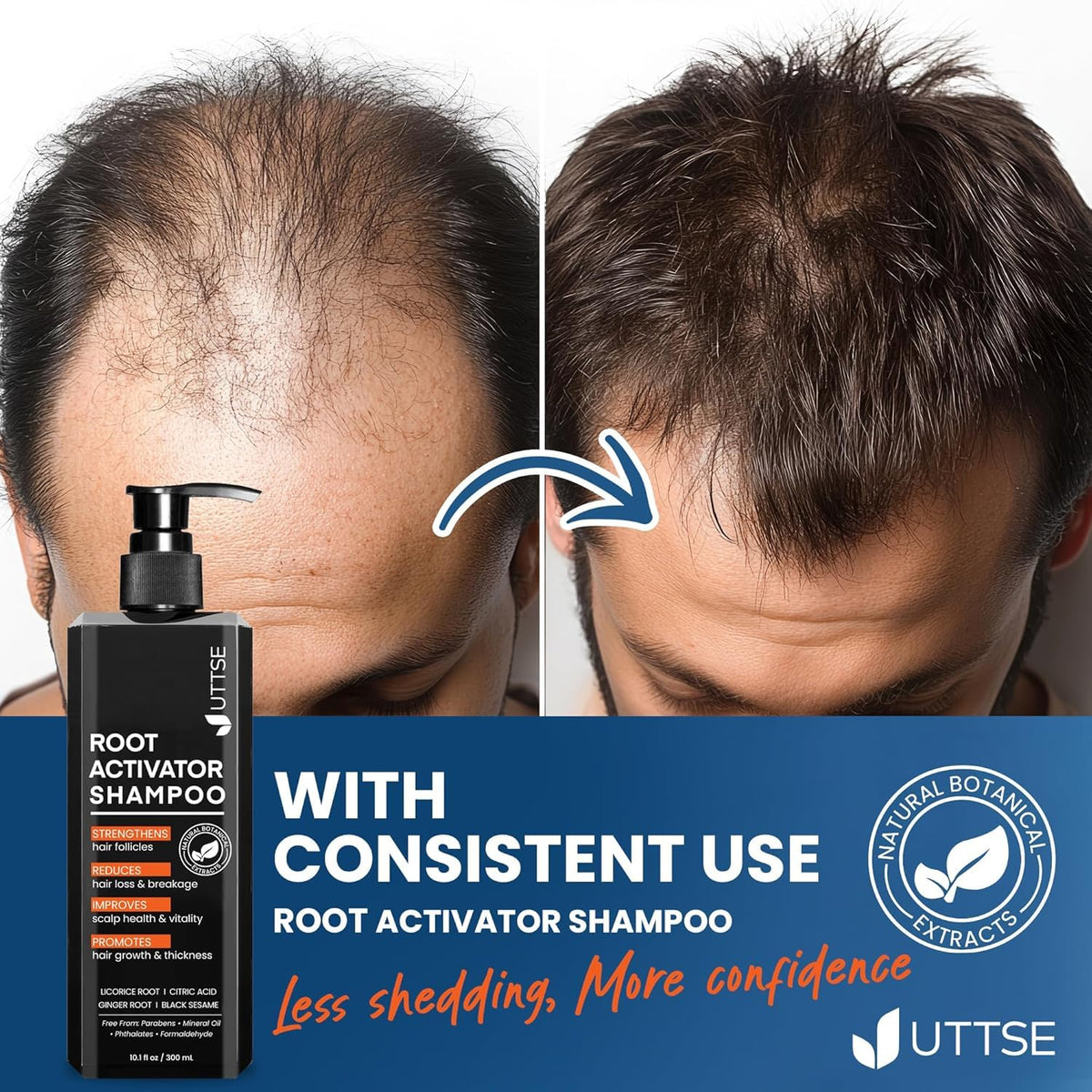 Uttse Root Activator Shampoo pouring into hand