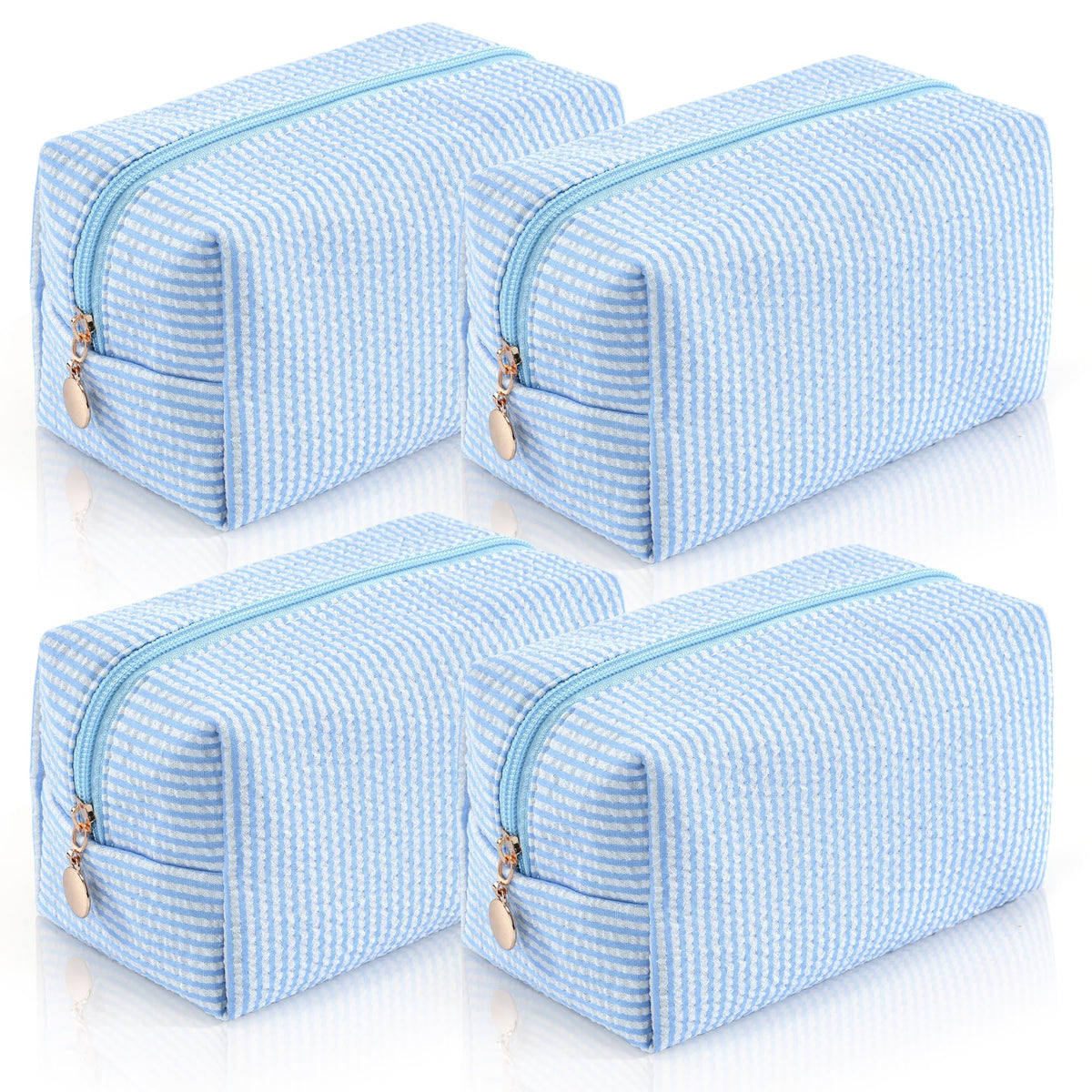 UUYUUY 4PCS Makeup Bag set front view with blue stripes