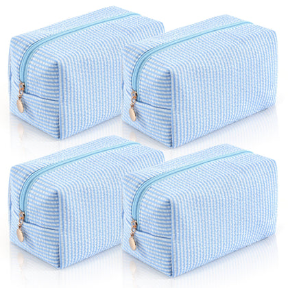 UUYUUY 4PCS Makeup Bag set front view with blue stripes
