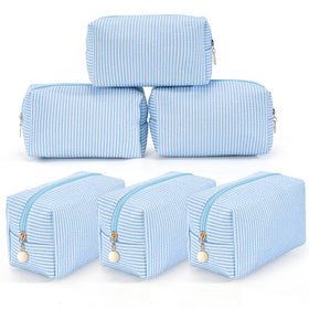UUYUUY 6PCS Makeup Bag set in cute blue stripe design