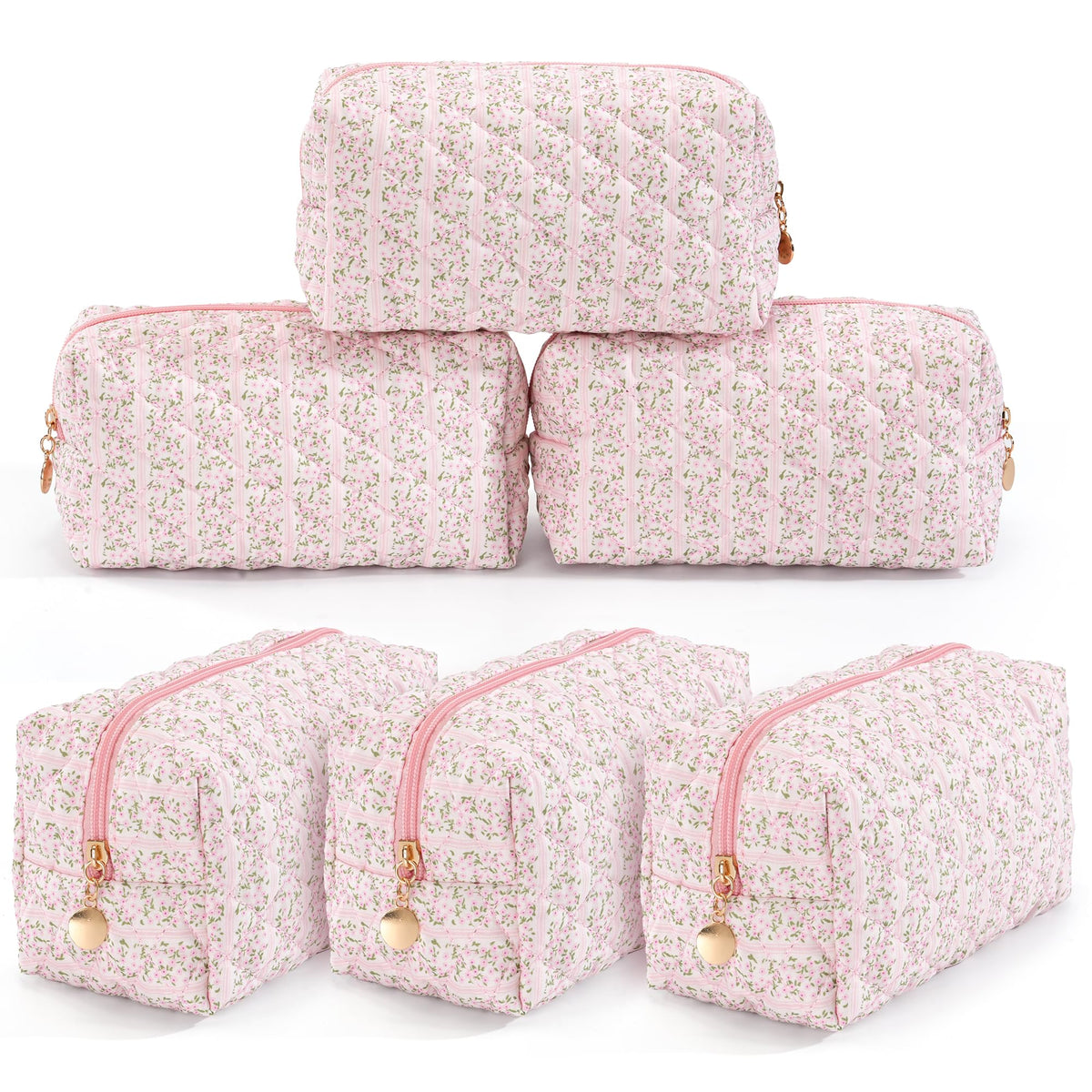 UUYUUY 6PCS Makeup Bag Set in pastel pink front view