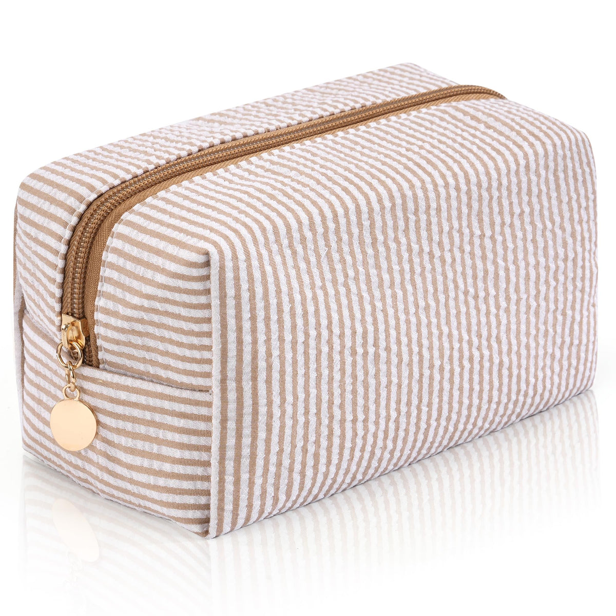 UUYUUY Makeup Bag front view with cute brown stripe design