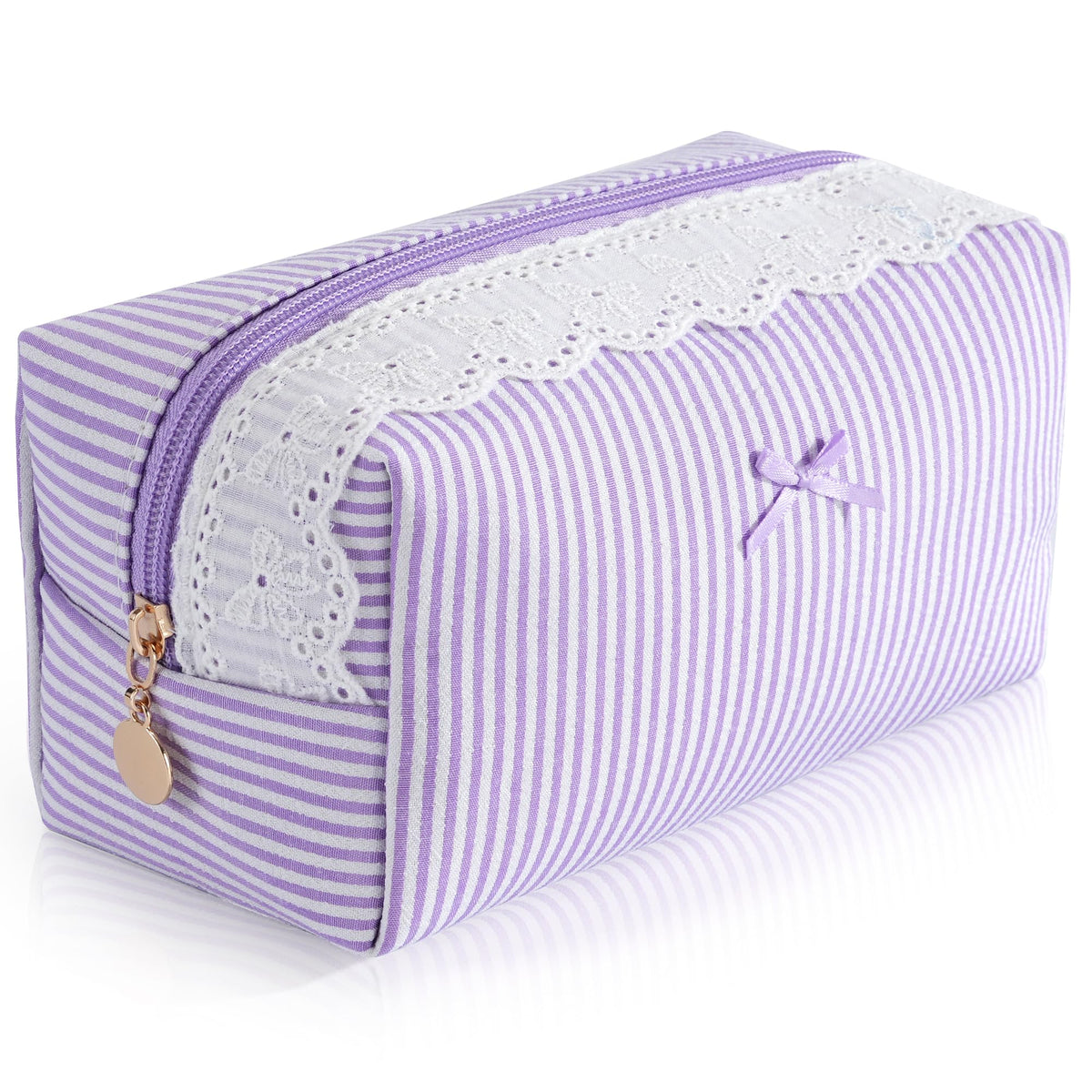 UUYUUY Makeup Bag purple stripe design front view