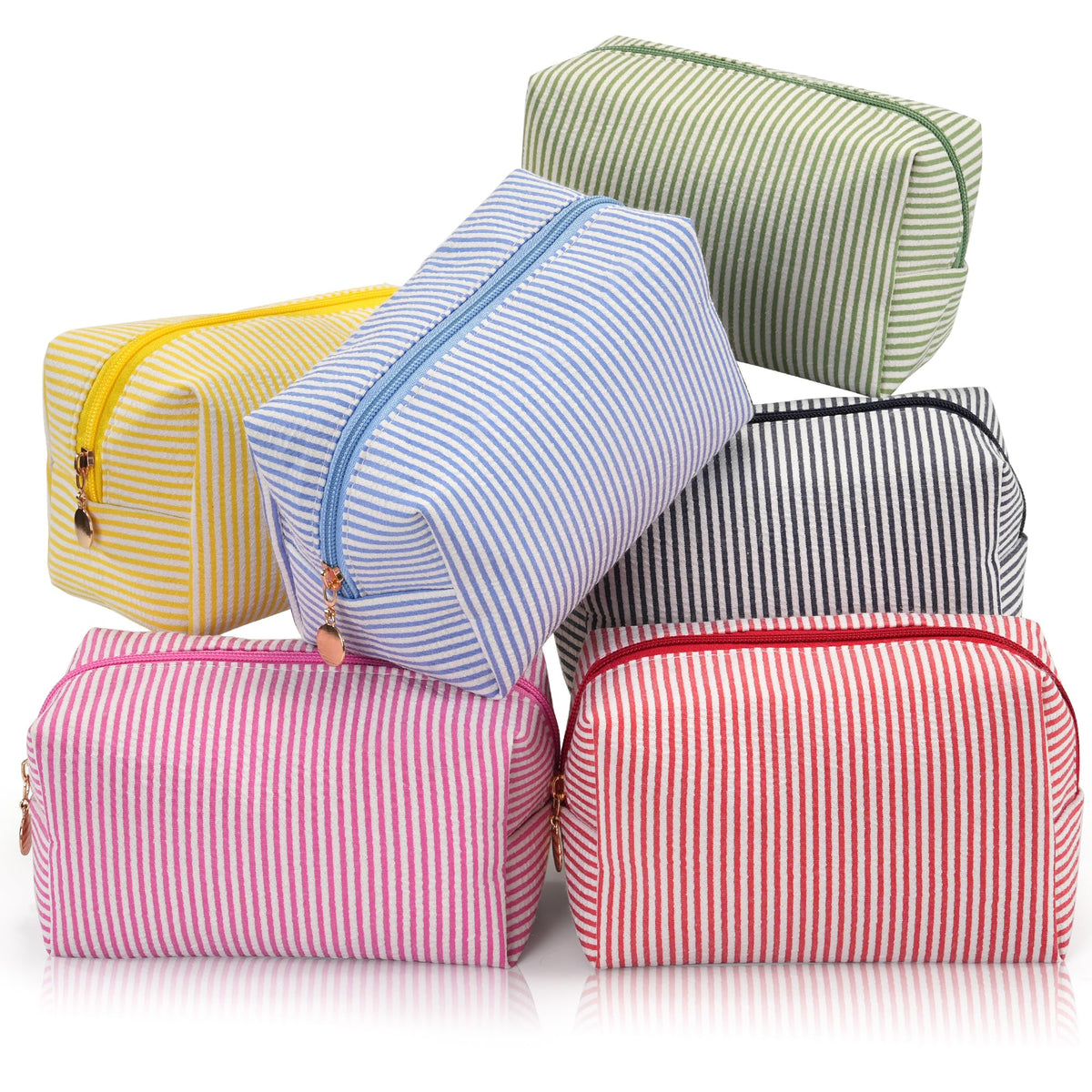 UUYUUY Makeup Bag Set 6PCS front view with striped designs