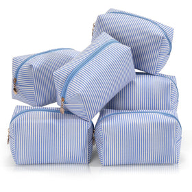 UUYUUY Makeup Bag Set 6PCS in blue striped design