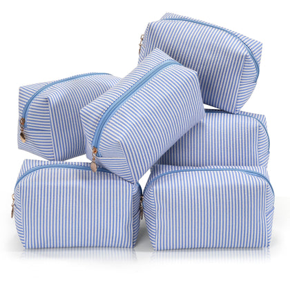 UUYUUY Makeup Bag Set 6PCS in blue striped design