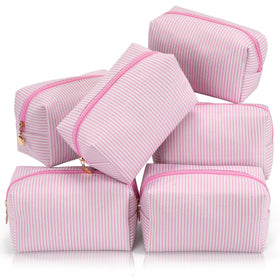 UUYUUY Makeup Bag Set 6PCS in pink with striped design