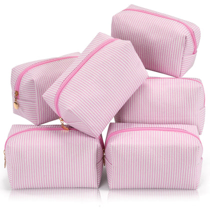 UUYUUY Makeup Bag Set 6PCS in pink with striped design