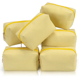 UUYUUY Makeup Bag Set featuring striped design in yellow