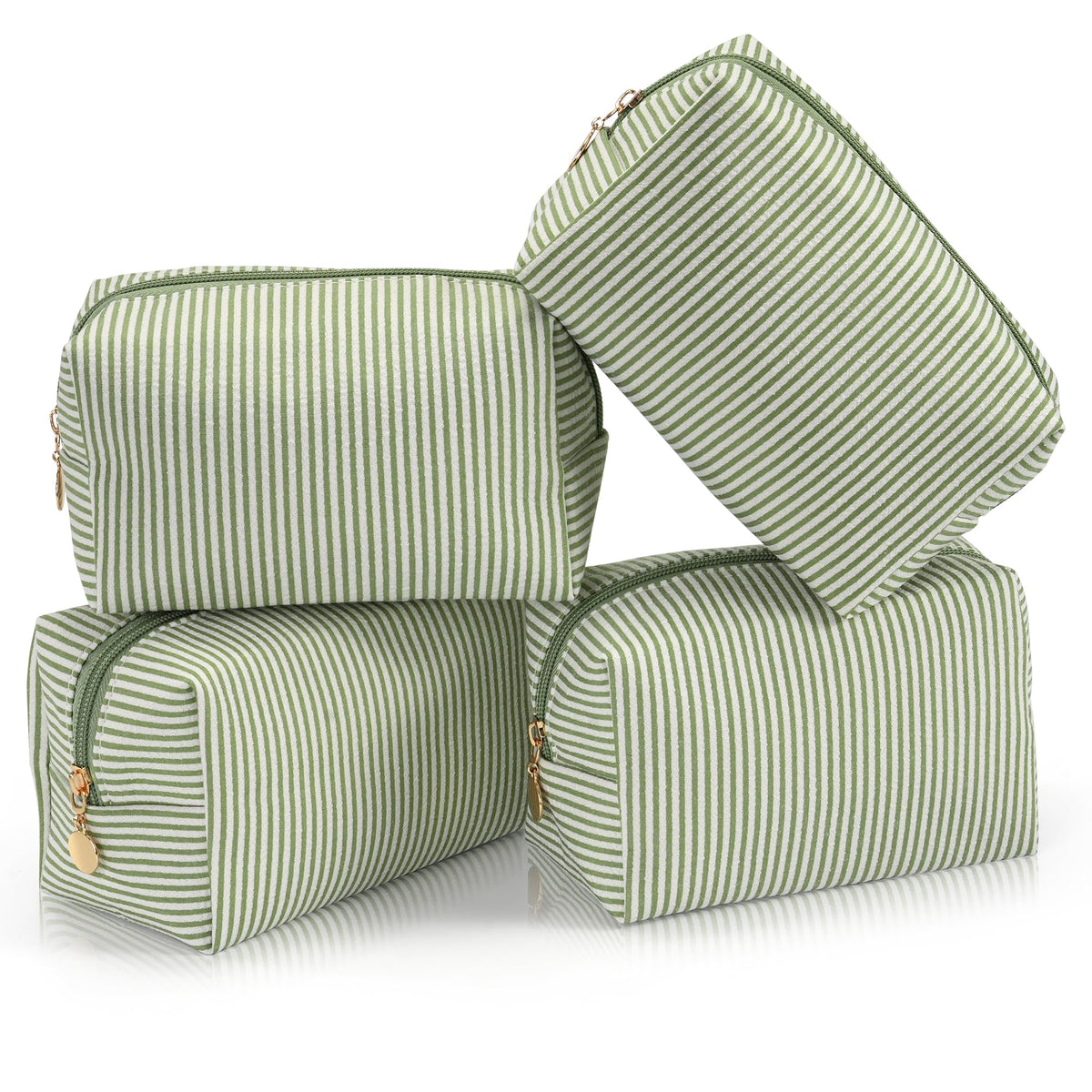 UUYUUY Makeup Bag Set front view showing striped and checkered designs