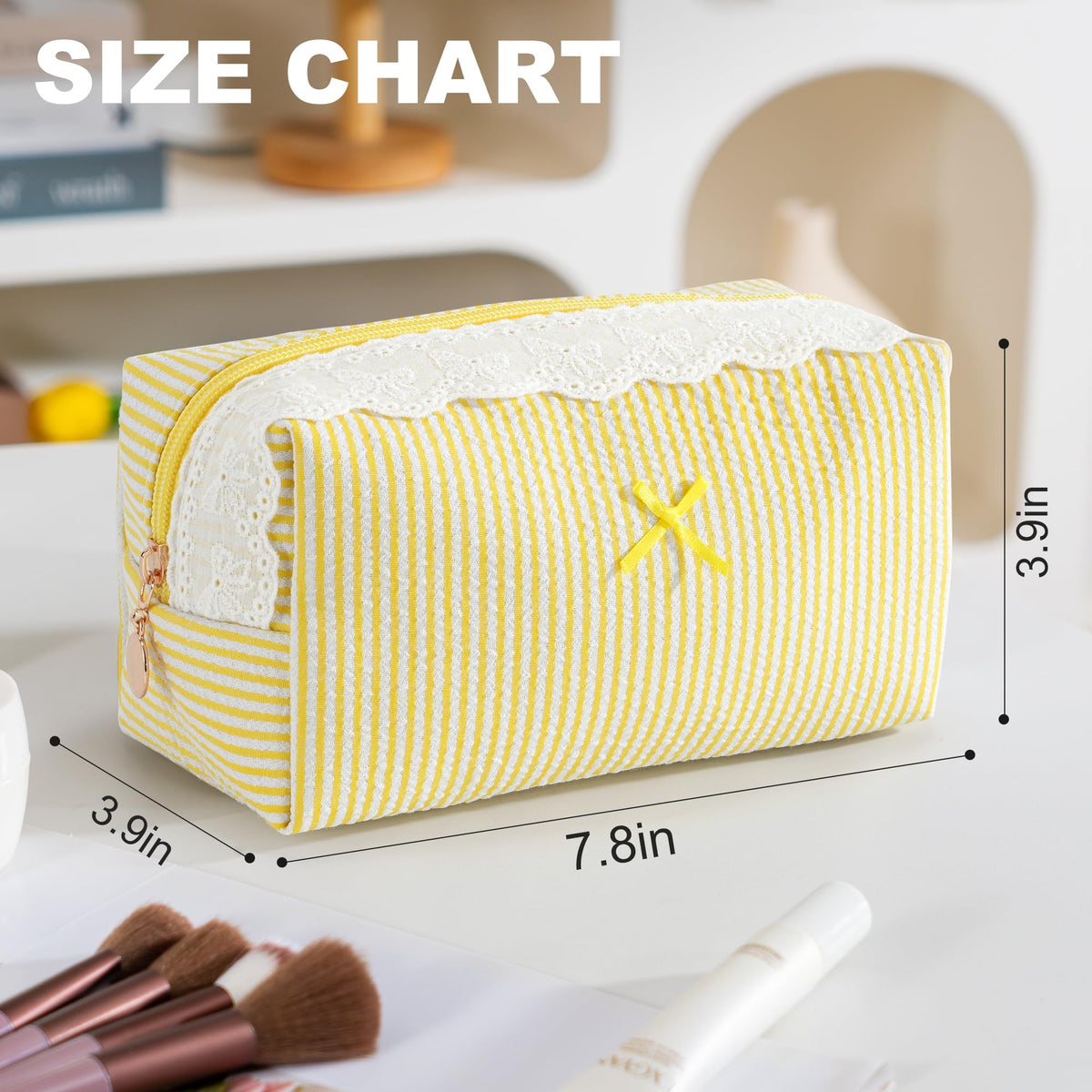 UUYUUY Makeup Bag side view displaying bow accent