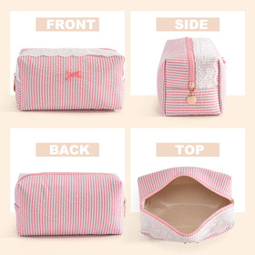 UUYUUY Makeup Bag side view with bow accent