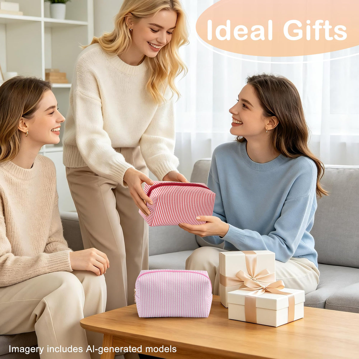 UUYUUY makeup bags displayed with gifts and accessories