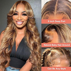 Uveous 20 Inch Highlight Ombre Lace Front Wig back view