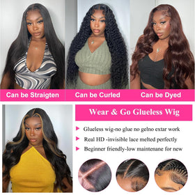 Uveous 22 Inch Glueless Human Hair Wig back view