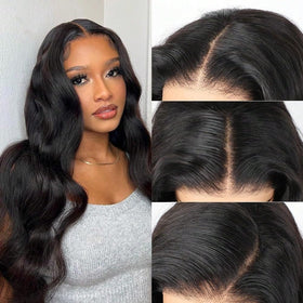 Uveous 22 Inch Glueless Human Hair Wig front view with body wave