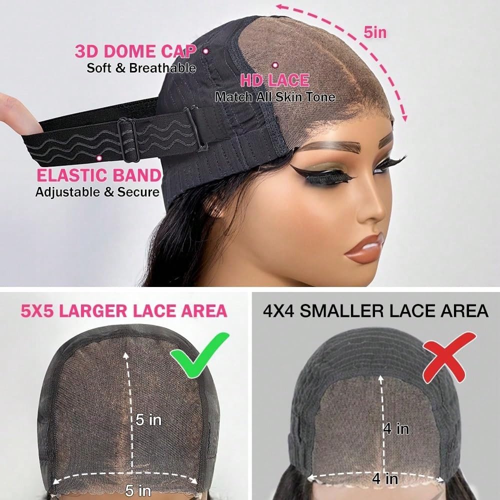 Uveous 22 Inch Glueless Human Hair Wig side view