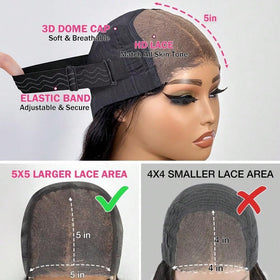 Uveous 22 Inch Glueless Human Hair Wig side view