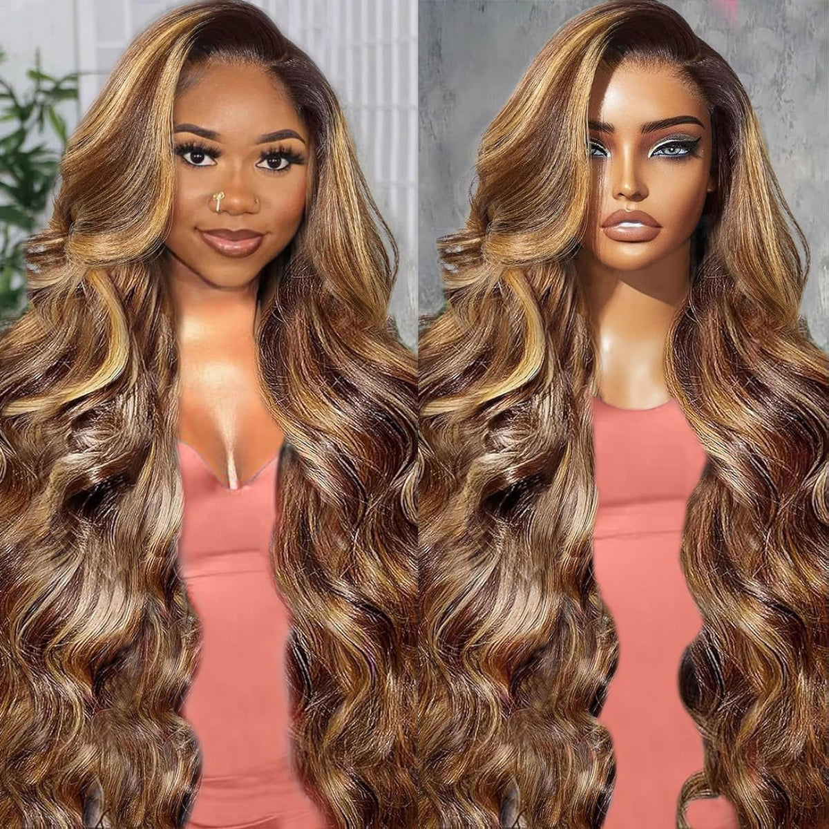 Uveous 24 Inch Highlight Ombre Lace Front Wig front view