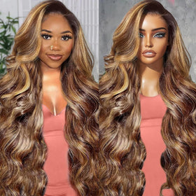 Uveous 24 Inch Highlight Ombre Lace Front Wig front view