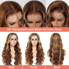 Uveous 24 Inch Highlight Ombre Lace Front Wig side view