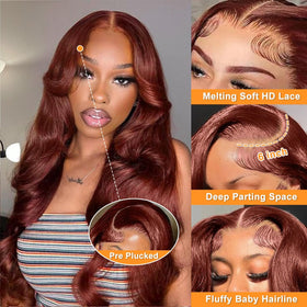 Uveous 24 Inch Reddish Brown Lace Front Wig back view
