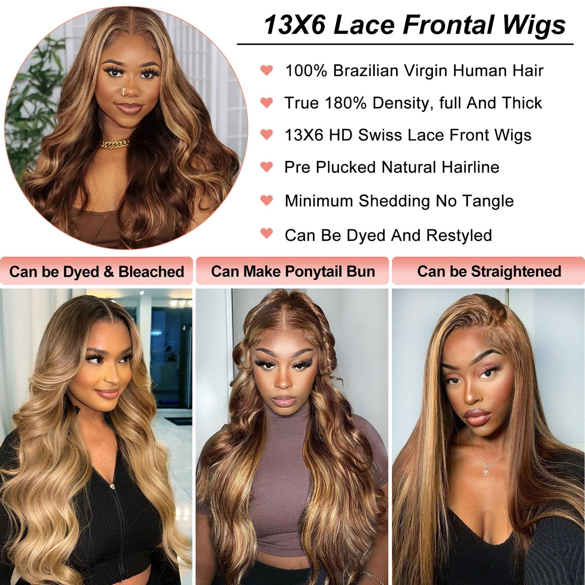 Uveous 26 Inch Ombre Lace Front Wig back view highlighting natural hairline