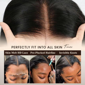 Uveous 28 Inch Body Wave Lace Front Wig in a high ponytail