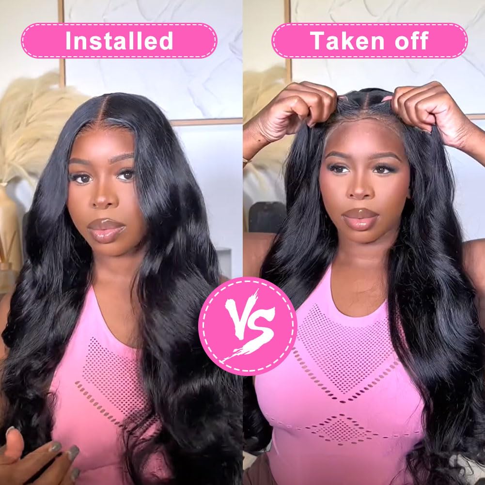 Uveous 28 Inch Glueless Wig Body Wave side view