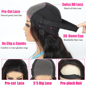 Uveous 28 Inch Glueless Wig close-up of hair texture