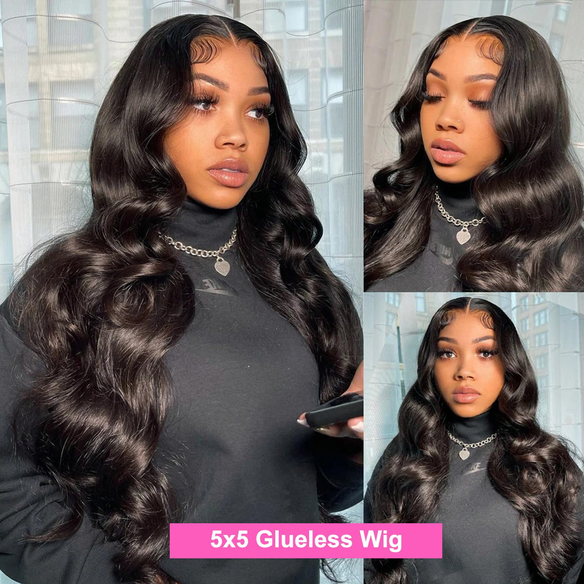 Uveous 28 Inch Glueless Wig on model at a party