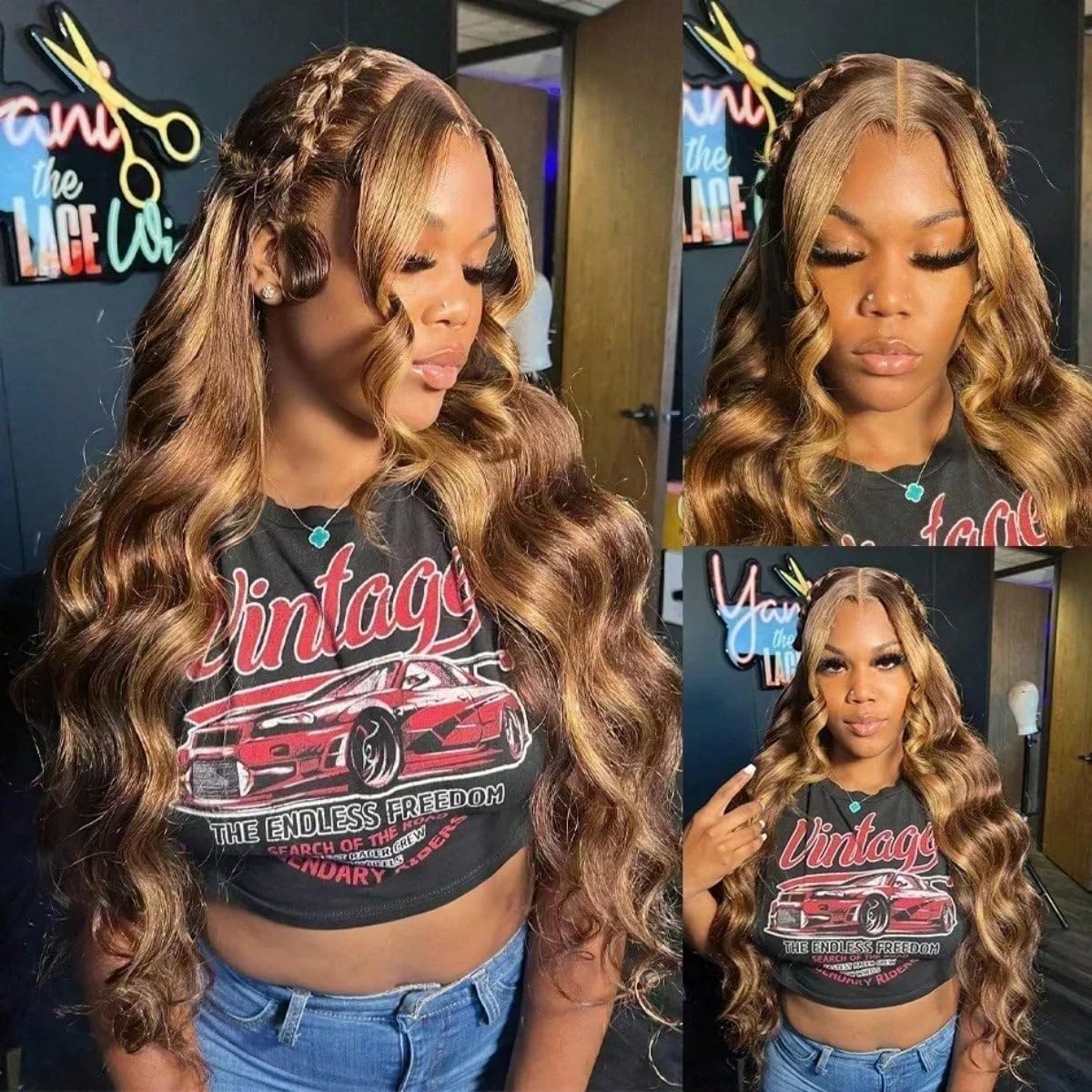 Uveous 28 Inch Ombre Lace Front Wig displayed on a mannequin