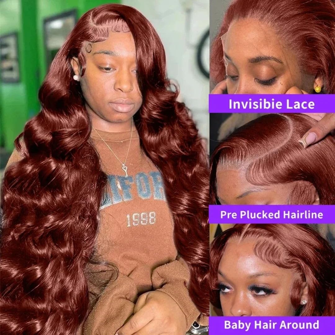 Uveous 28 Inch Reddish Brown Lace Front Wig side view