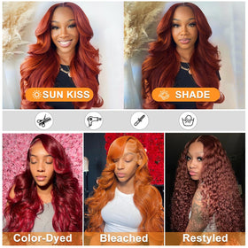 Uveous 30 Inch Reddish Brown Lace Front Wig back view