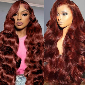Uveous 30 Inch Reddish Brown Lace Front Wig front view