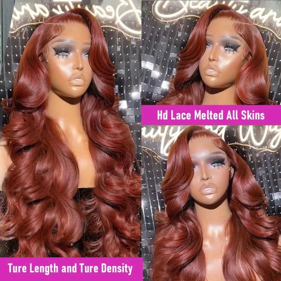 Uveous 30 Inch Reddish Brown Lace Front Wig packaging