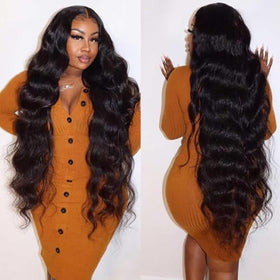 Uveous 32 Inch Glueless Wig front view with body wave texture