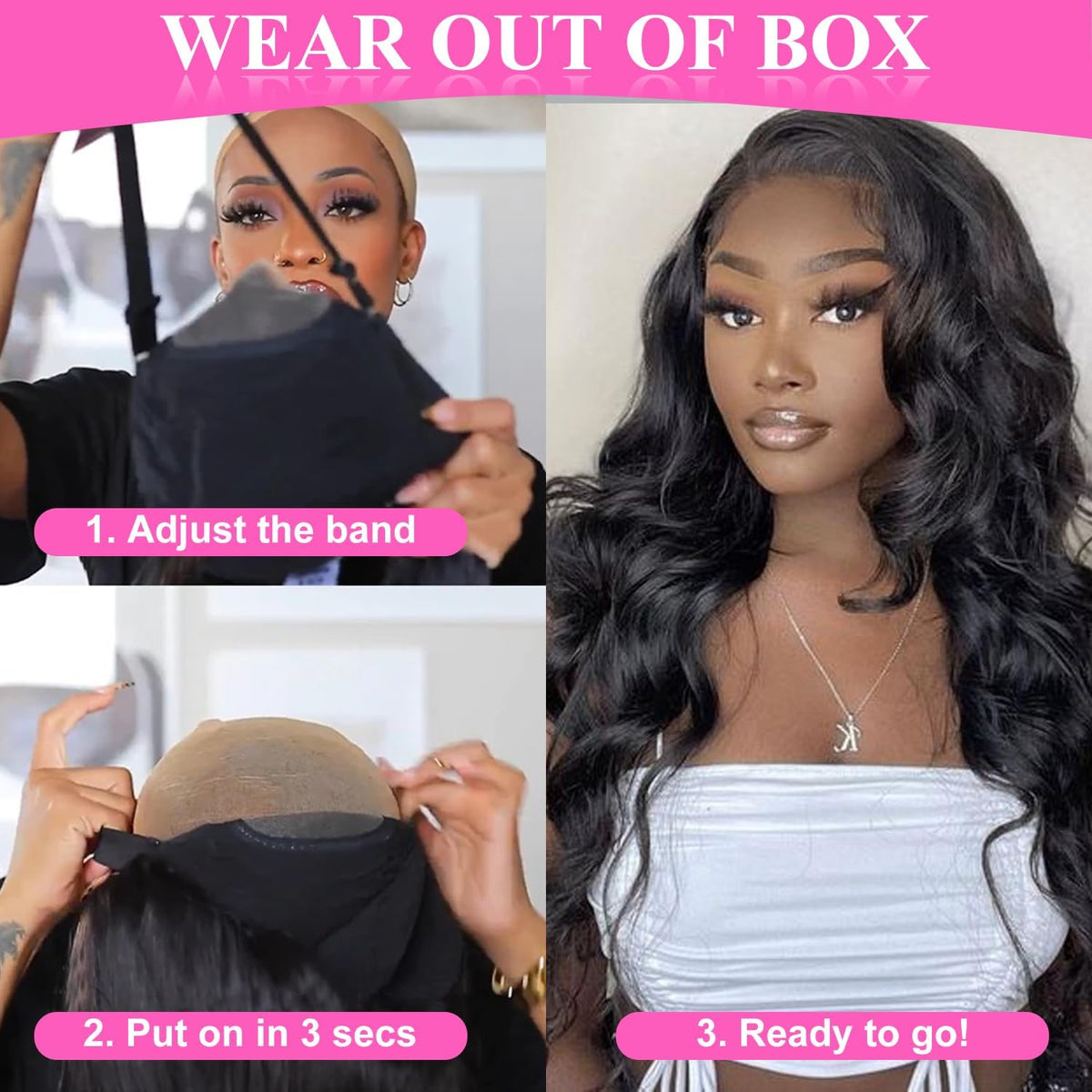 Uveous 32 Inch Glueless Wig packaging with product details